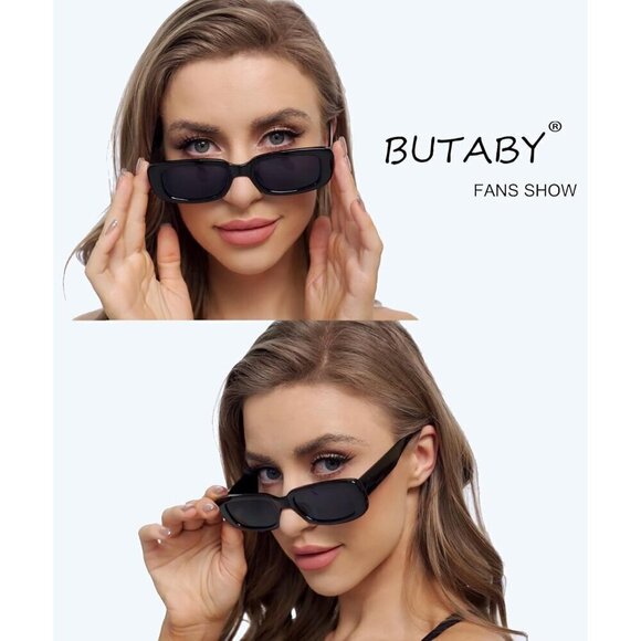 ?Women Black Retro Driving Vintage Fashion Narrow Frame Eyewear Sunglasses main image 4